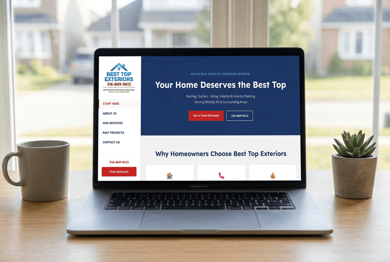 Best Top Exteriors website mockup