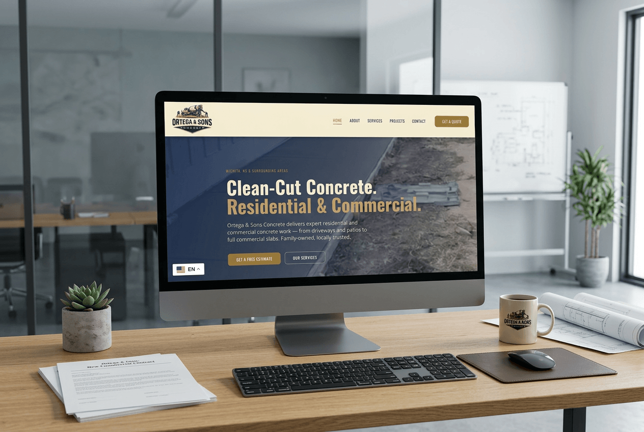 Ortega and Sons Concrete website mockup
